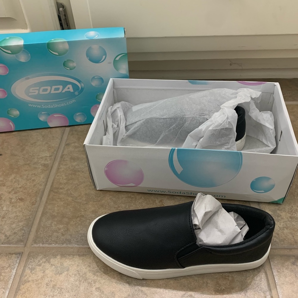 SODA Brand Black Slip On Sneakers- Size 6